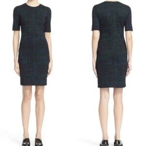 Theory Green & Black Rijik Structured Pattern Knit Sheath Dress Size 10
